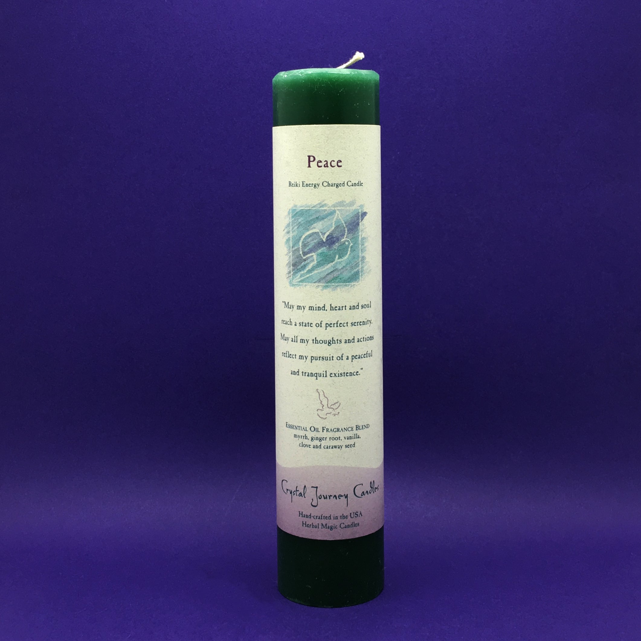 Pillar Candle - Peace - Reiki Energy Charged (Dark Green) - Happy Soul Online